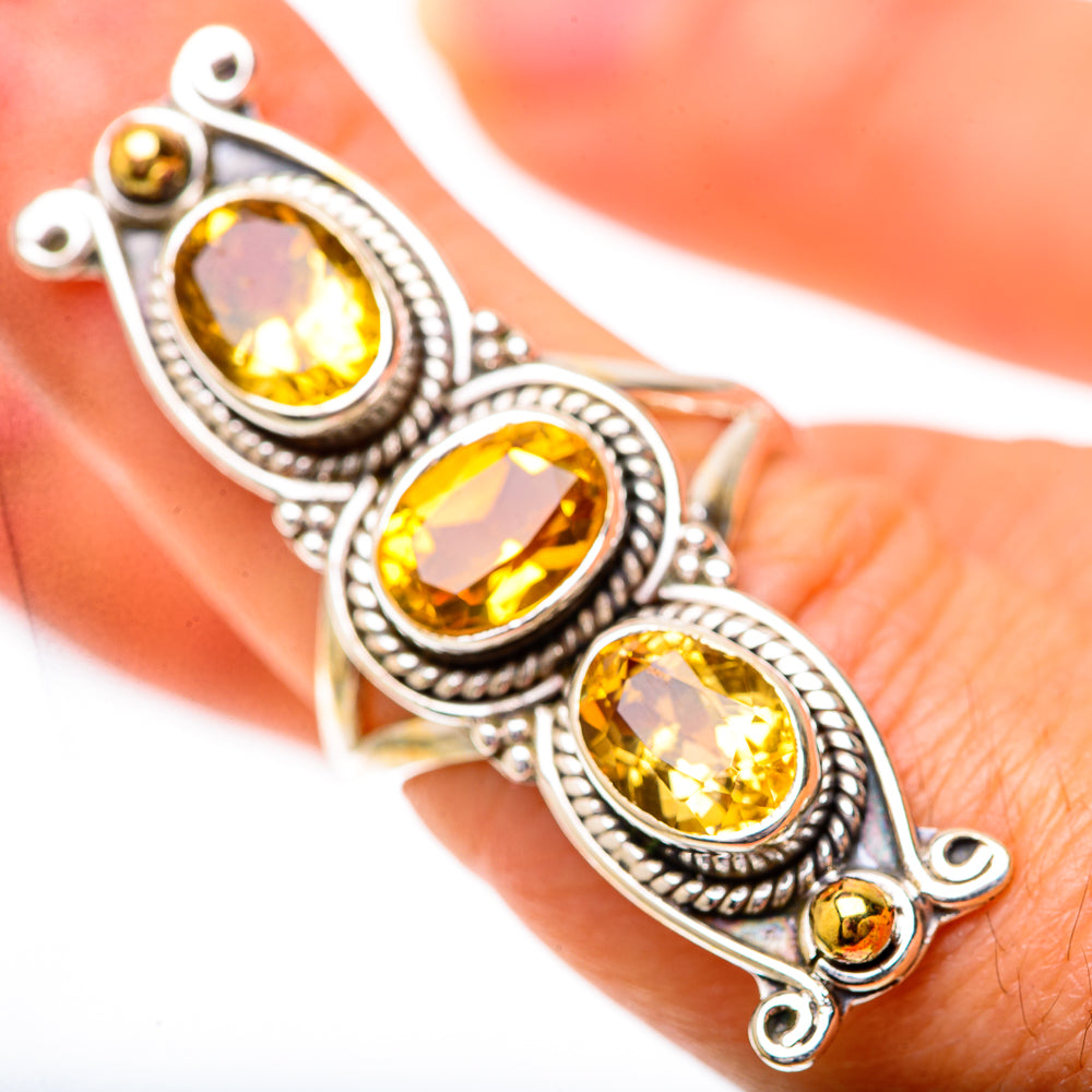 Large Faceted Citrine Ring Size 6.5 (925 Sterling Silver) RING139826