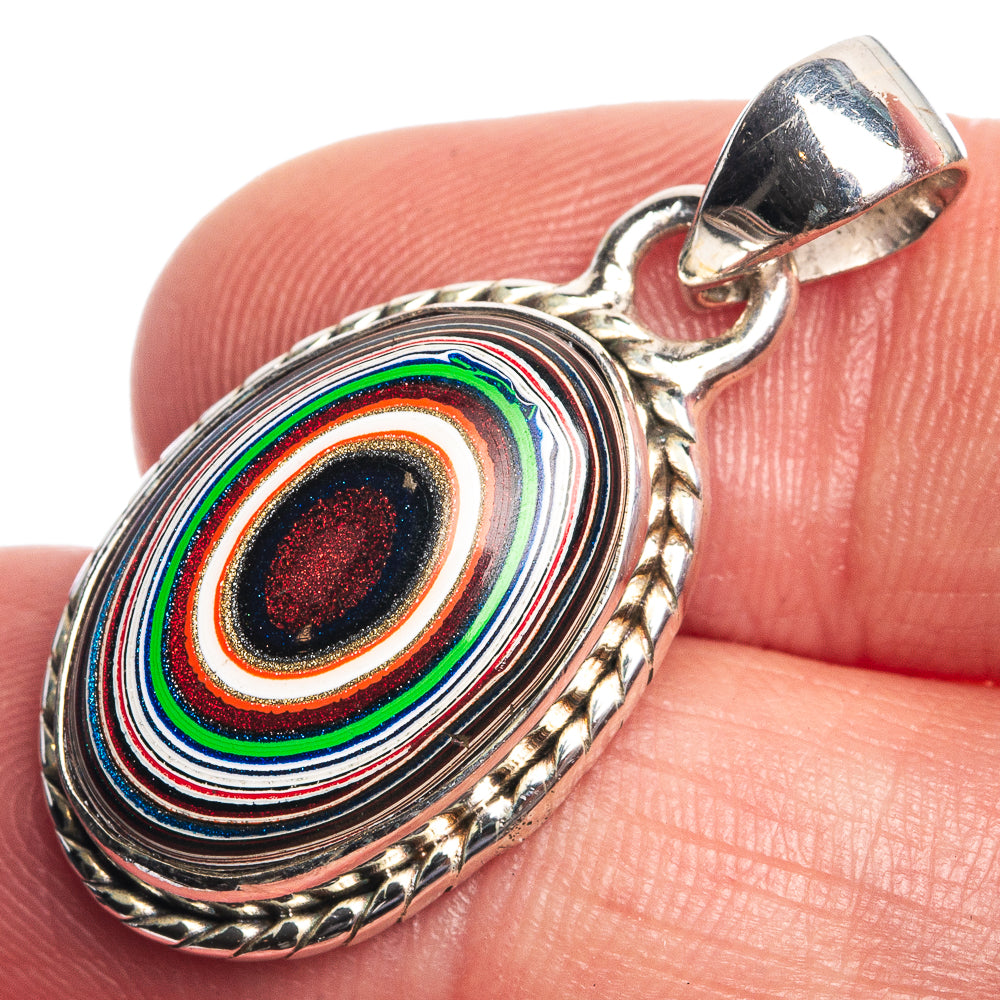 Fordite Pendant 1 3/8" (925 Sterling Silver) P39760