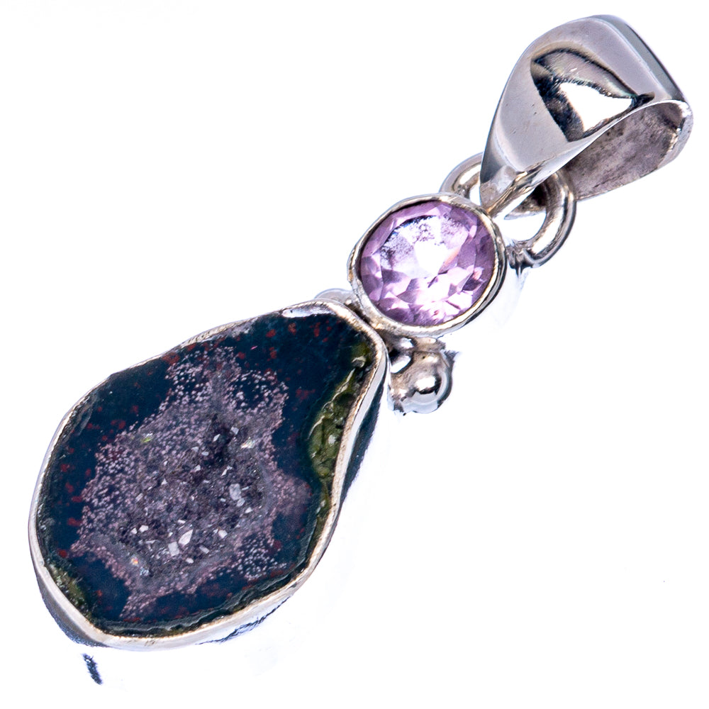 Coconut Geode, Amethyst 925 Sterling Silver Pendant 1 1/4" (925 Sterling Silver) P41900