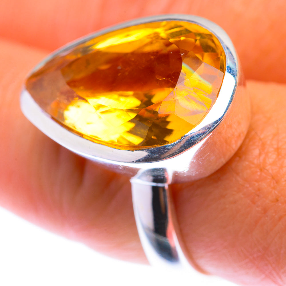 Large Faceted Citrine Ring Size 8.25 (925 Sterling Silver) RING140063
