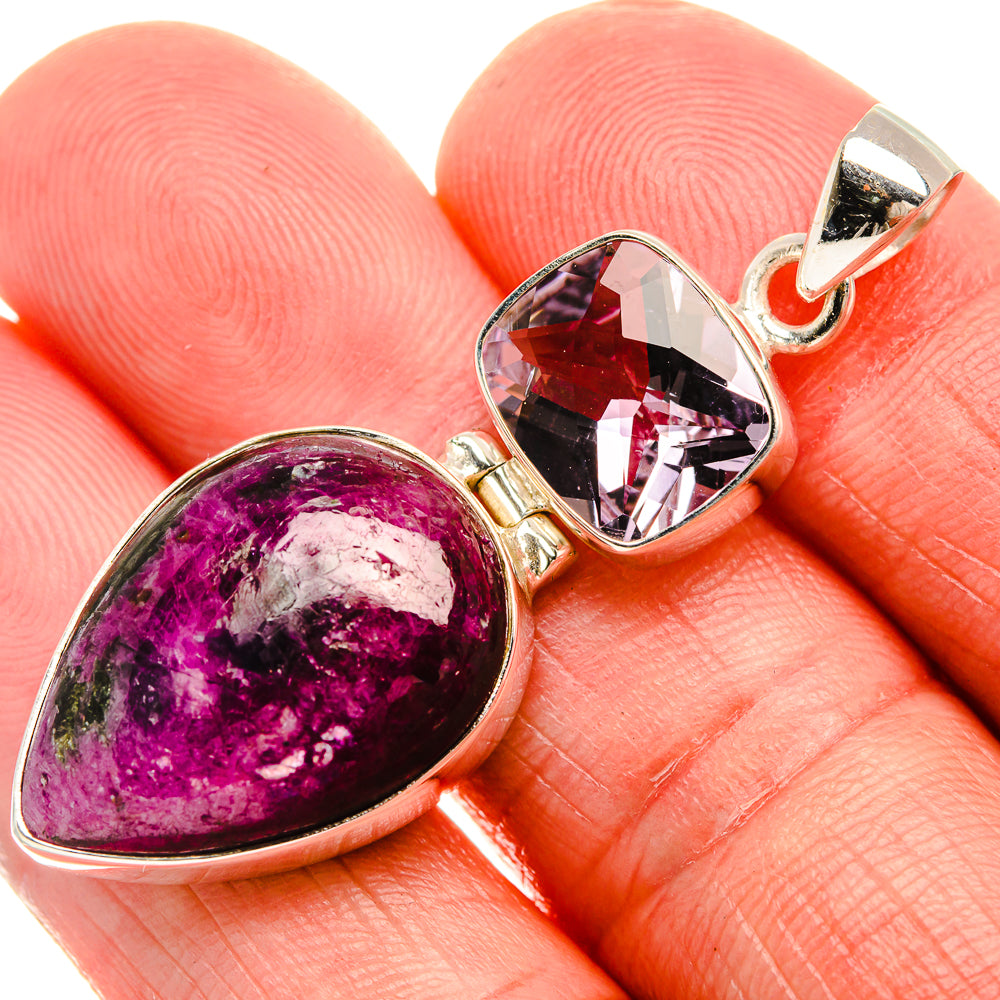 Ruby Fuchsite, Amethyst 925 Sterling Silver Pendant 2" (925 Sterling Silver) PD38315