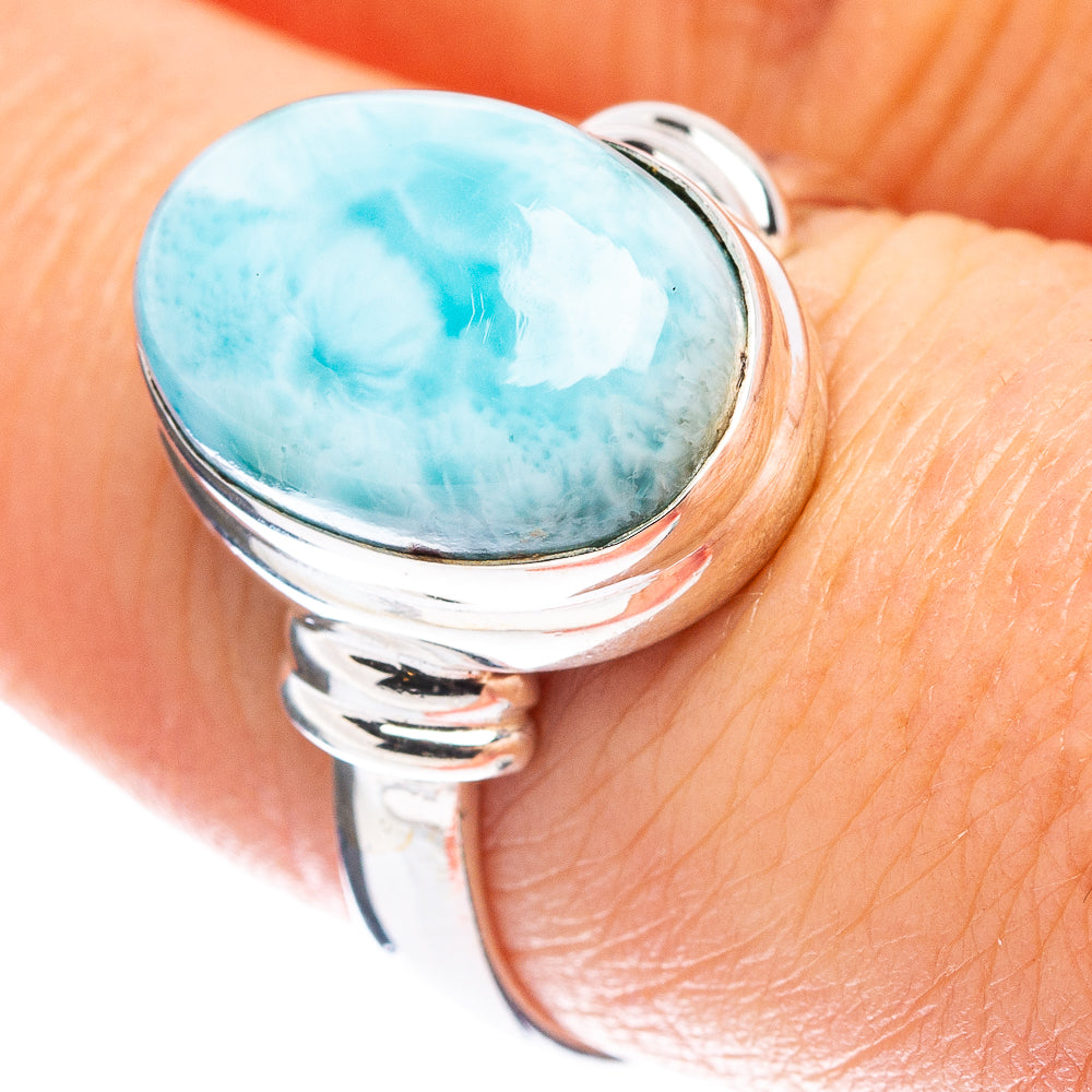 Rare Larimar Ring Size 7.75 (.925 Sterling Silver)