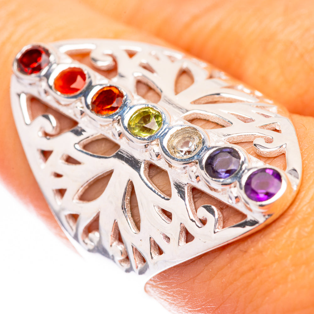 Rainbow Chakra Ring Size 8 (925 Sterling Silver) R140546