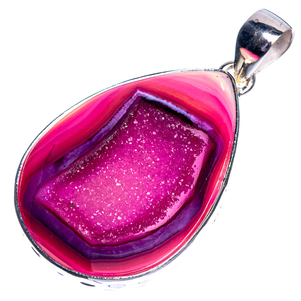 Pink Botswana Agate 925 Sterling Silver Pendant 1 7/8"