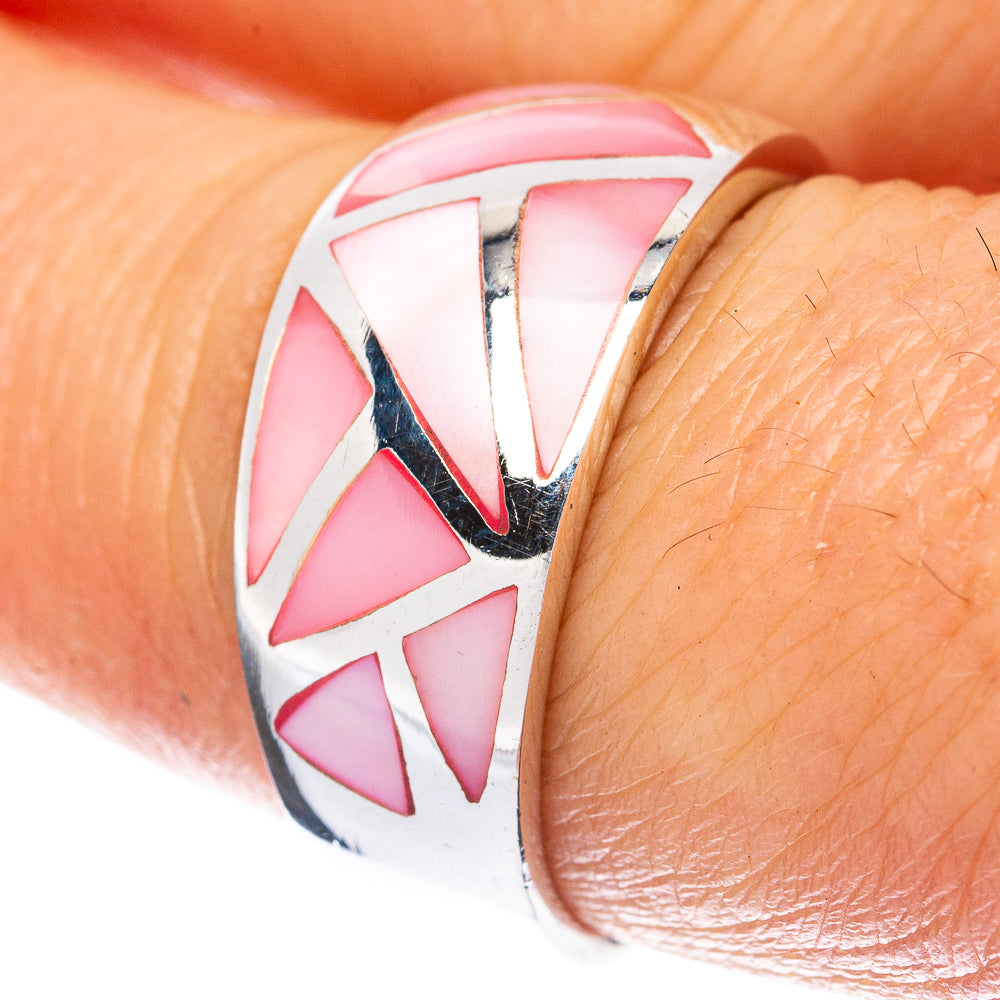 Mother Of Pearl Inlay Ring Size 7.5 (925 Sterling Silver) R3014