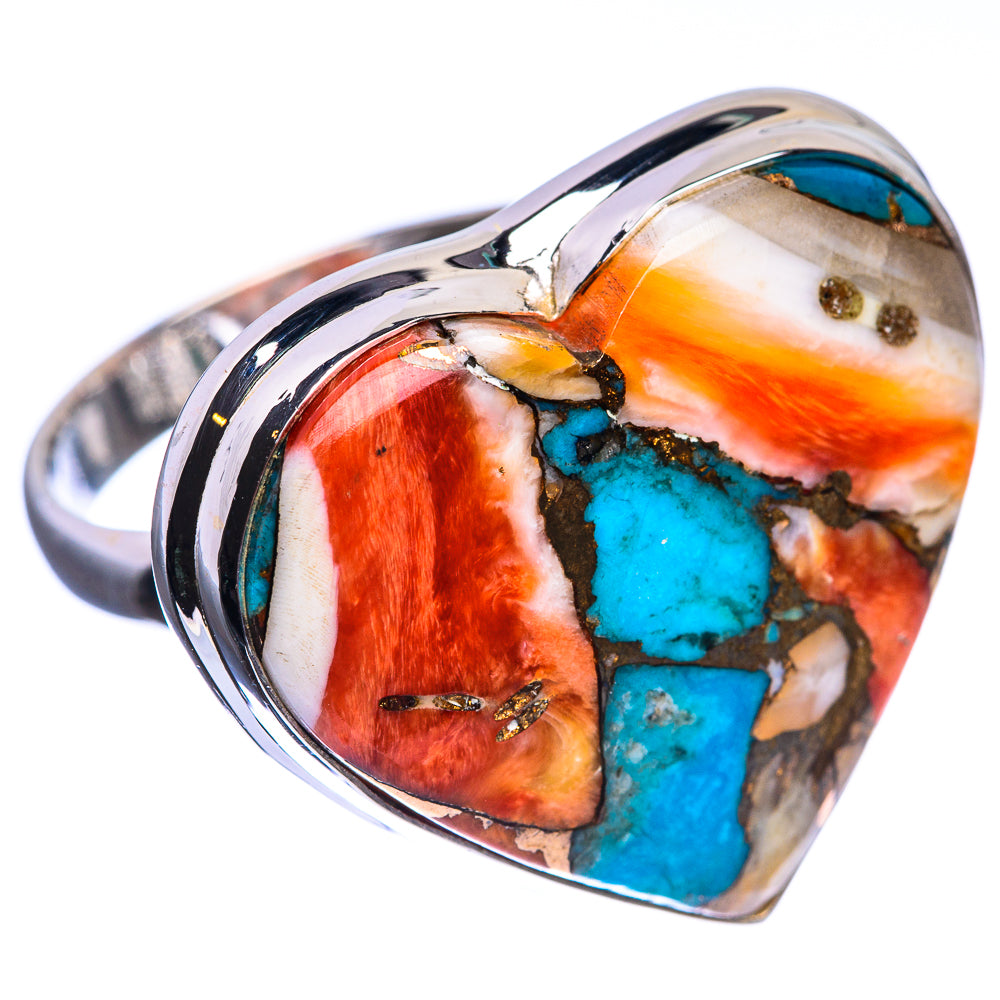 Large Spiny Oyster Turquoise 925 Sterling Silver Ring Size 10.75