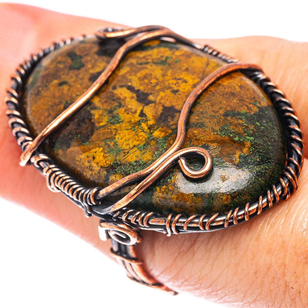 Hungarian Agate Wire Wrap Ring Size 7.5 (Oxidized Copper)