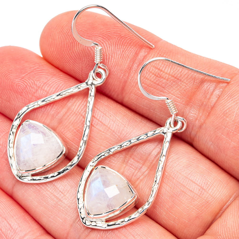 Premium Rainbow Moonstone Earrings 1 5/8" (925 Sterling Silver) E2496
