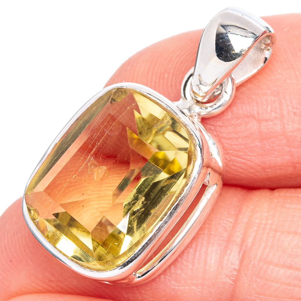 Faceted Citrine Pendant 1 1/8" (925 Sterling Silver) P40308