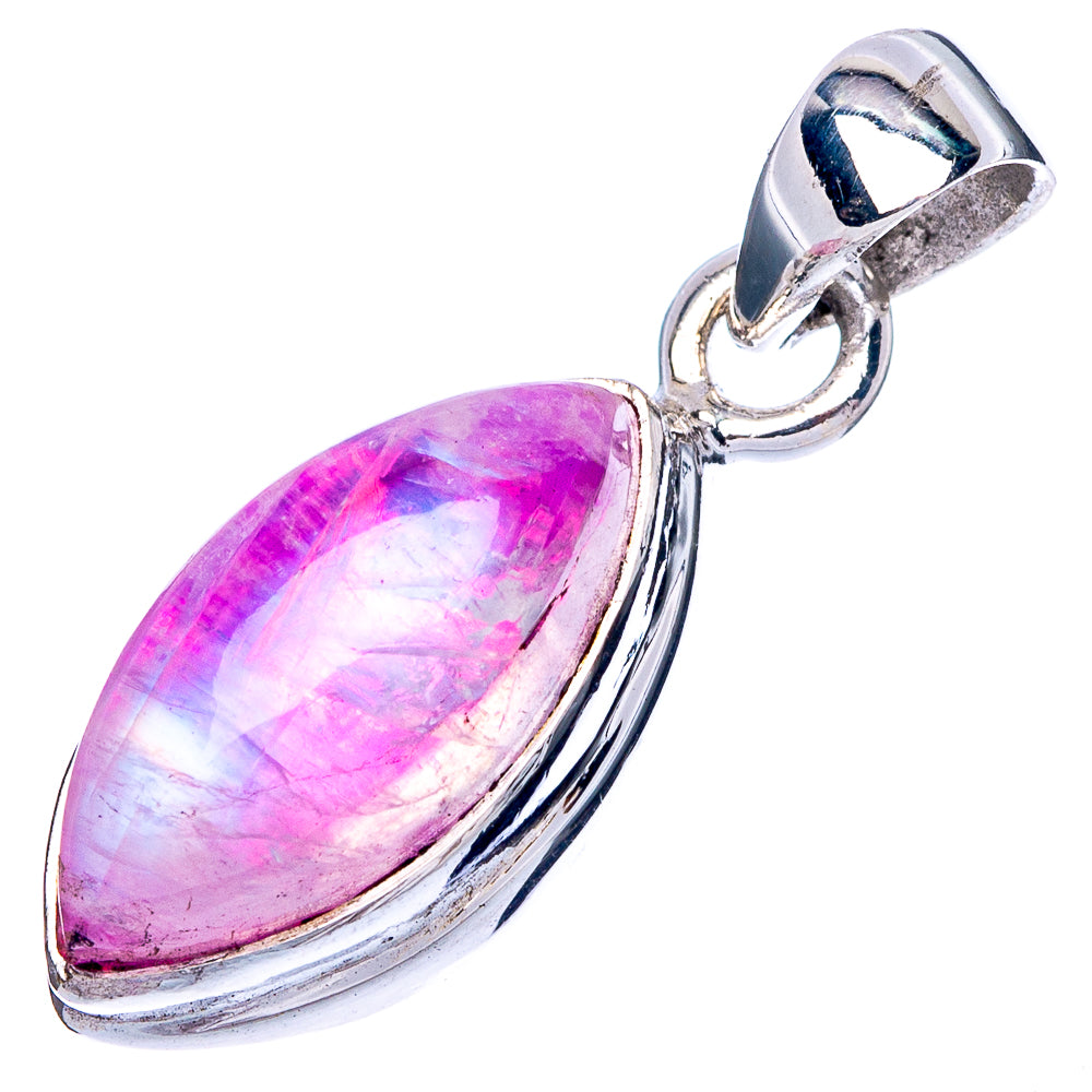 Pink Moonstone Pendant 1 1/8" (925 Sterling Silver) P42415