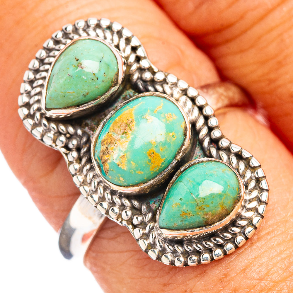 Mojave Turquoise Ring Size 8 Adjustable (.925 Sterling Silver)