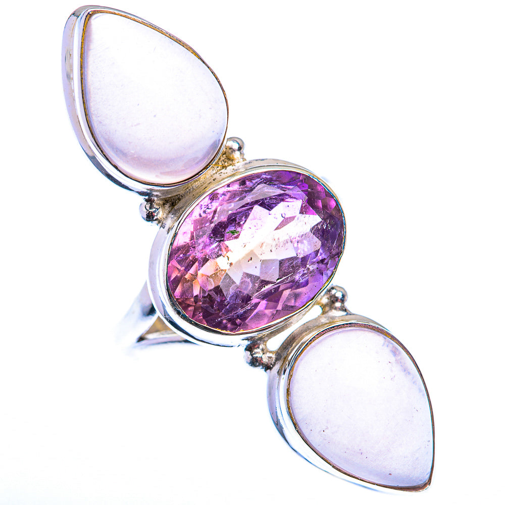 Large Rose Quartz, Amethyst Ring Size 8 (925 Sterling Silver) RING140234