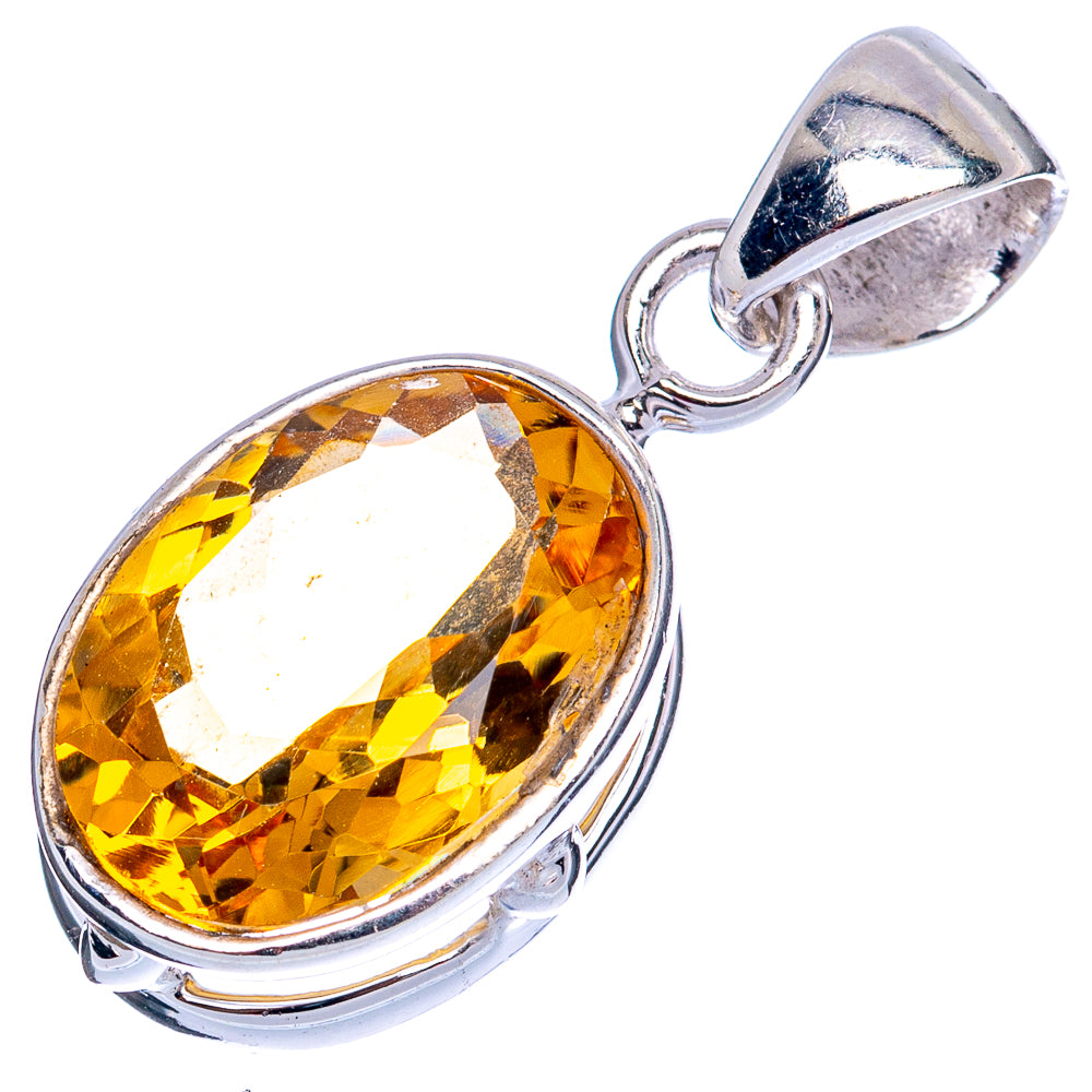 Value Faceted Citrine Pendant 1 1/8" (925 Sterling Silver) P42101