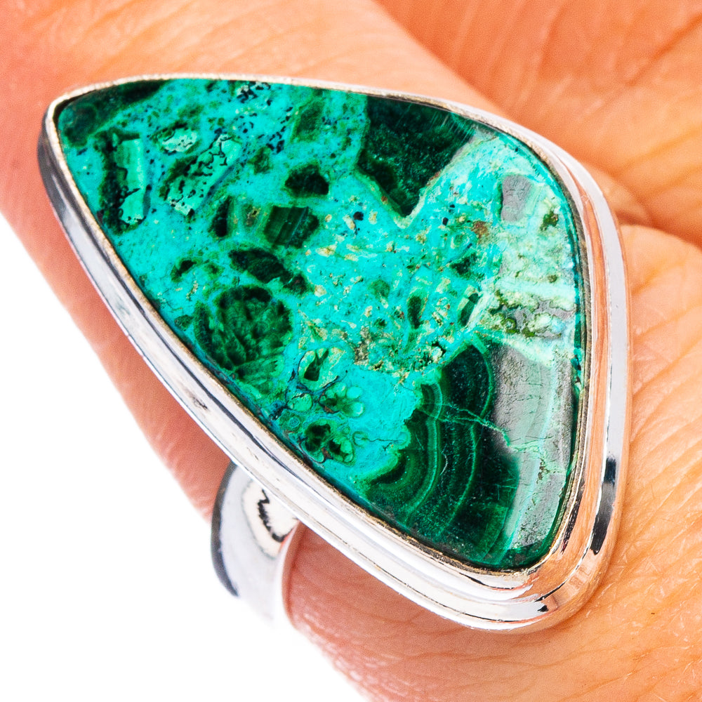 Chrysocolla In Malachite Ring Size 7.5 (.925 Sterling Silver)