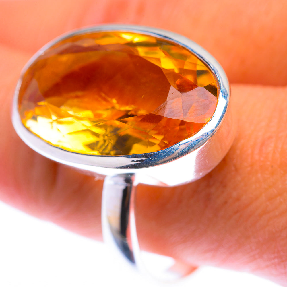 Large Faceted Citrine Ring Size 10.75 (925 Sterling Silver) RING140028