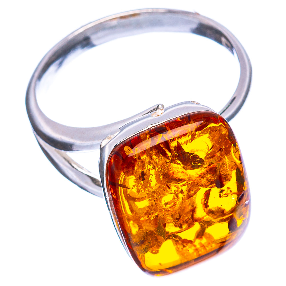 Baltic Amber Ring Size 7 Adjustable (.925 Sterling Silver)
