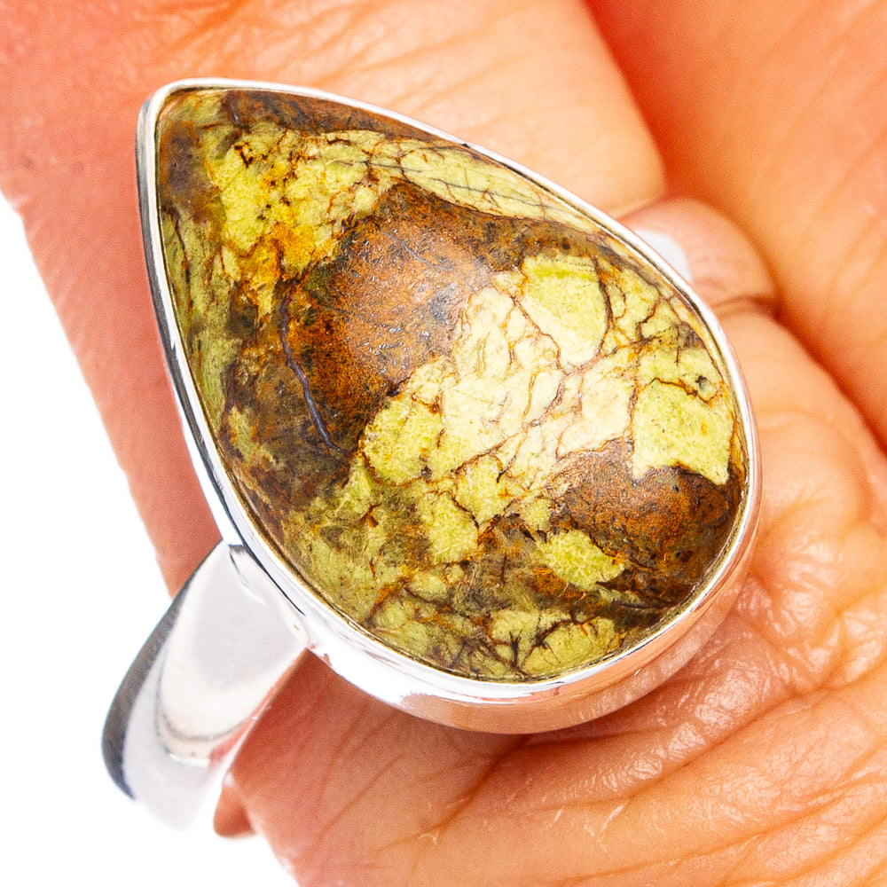 Rare Gaspeite Ring Size 8.5 (.925 Sterling Silver)