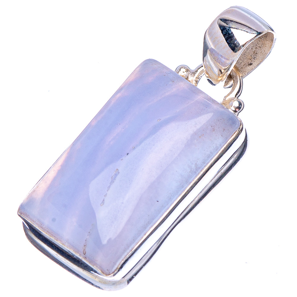 Blue Lace Agate Pendant 1 1/4" (.925 Sterling Silver)