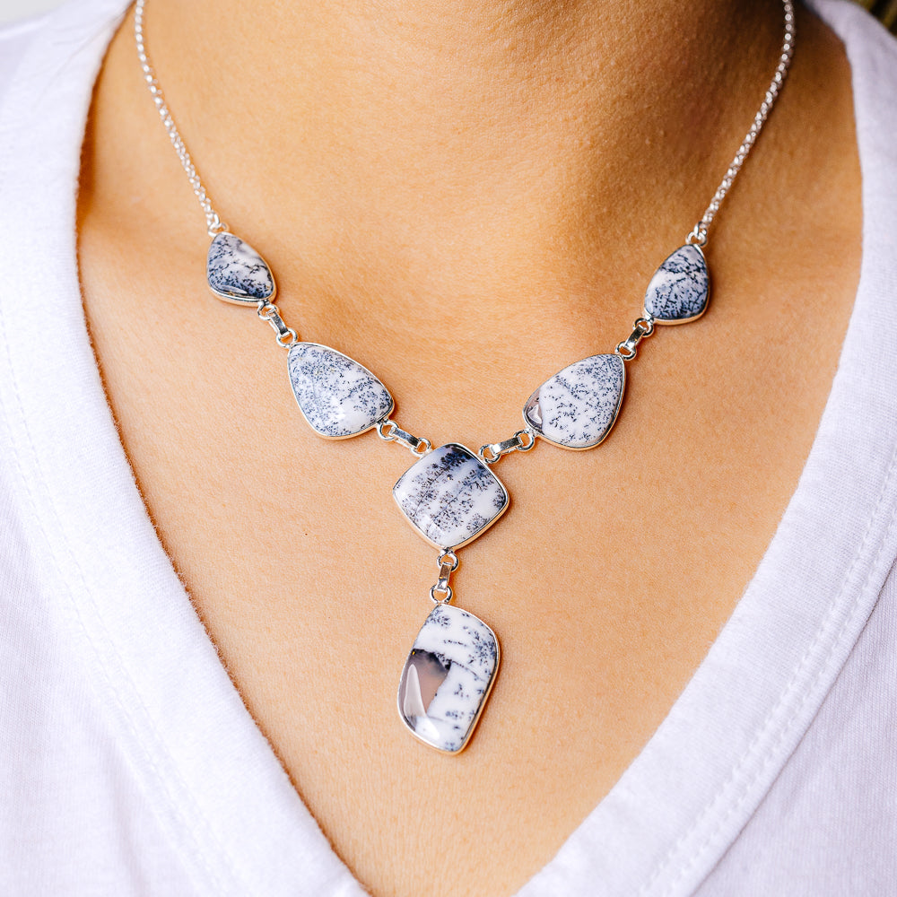 Dendritic Opal Necklace 16.5 (925 Sterling Silver) N90169