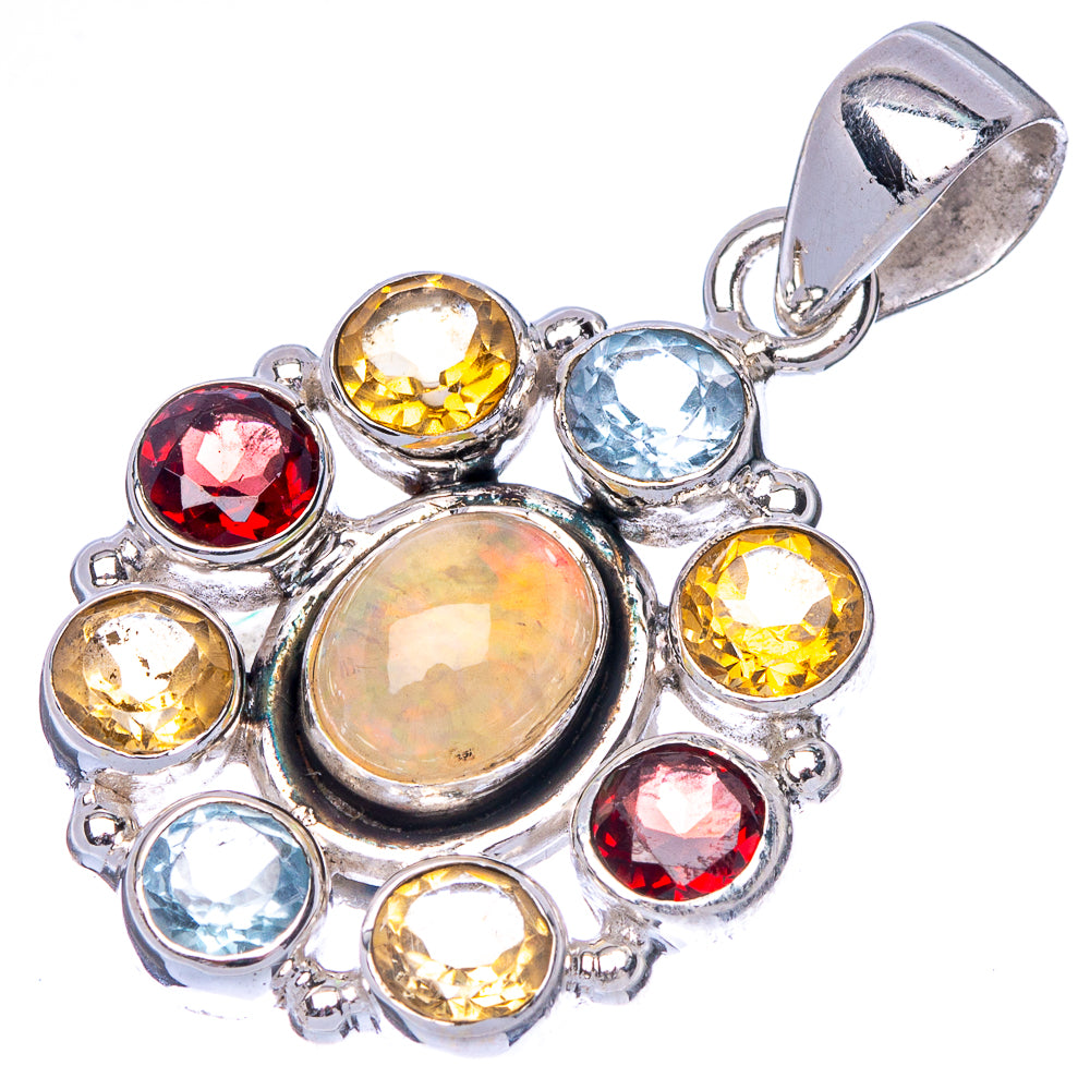 Rare Ethiopian Opal, Garnet, Amethyst, Blue Topaz, Citrine Pendant 1 1/2" (925 Sterling Silver) P40980