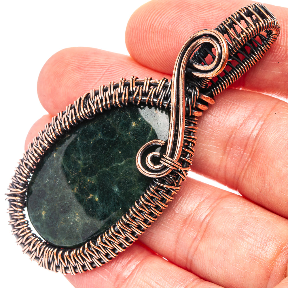 Ocean Jasper Wire Wrap Pendant 2 1/2" (Oxidized Copper)