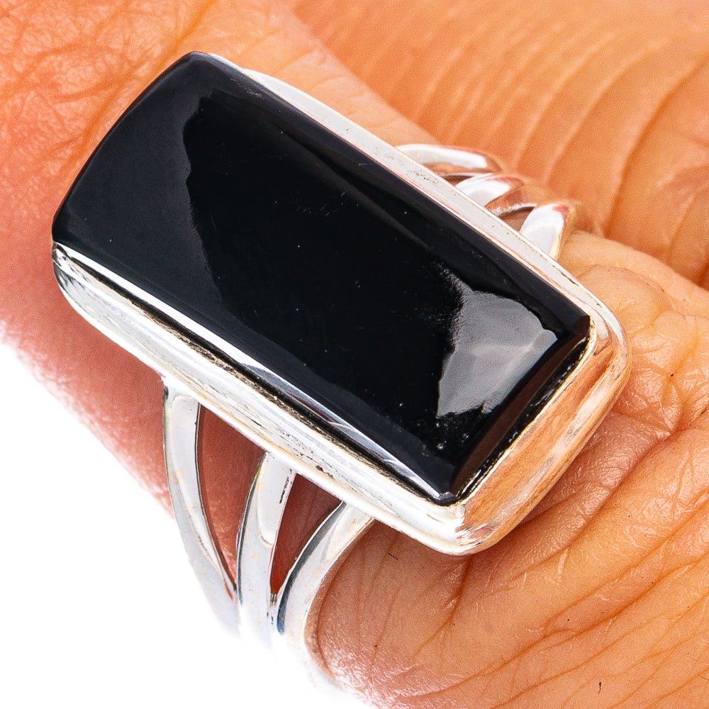 Black Onyx Ring Size 6.75 (925 Sterling Silver) R8509