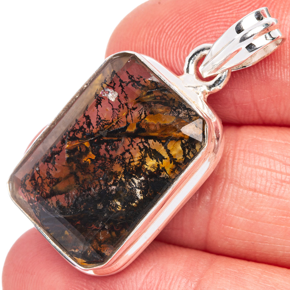Rare Scenic Dendritic Agate Pendant 1 3/8" (925 Sterling Silver) P40481