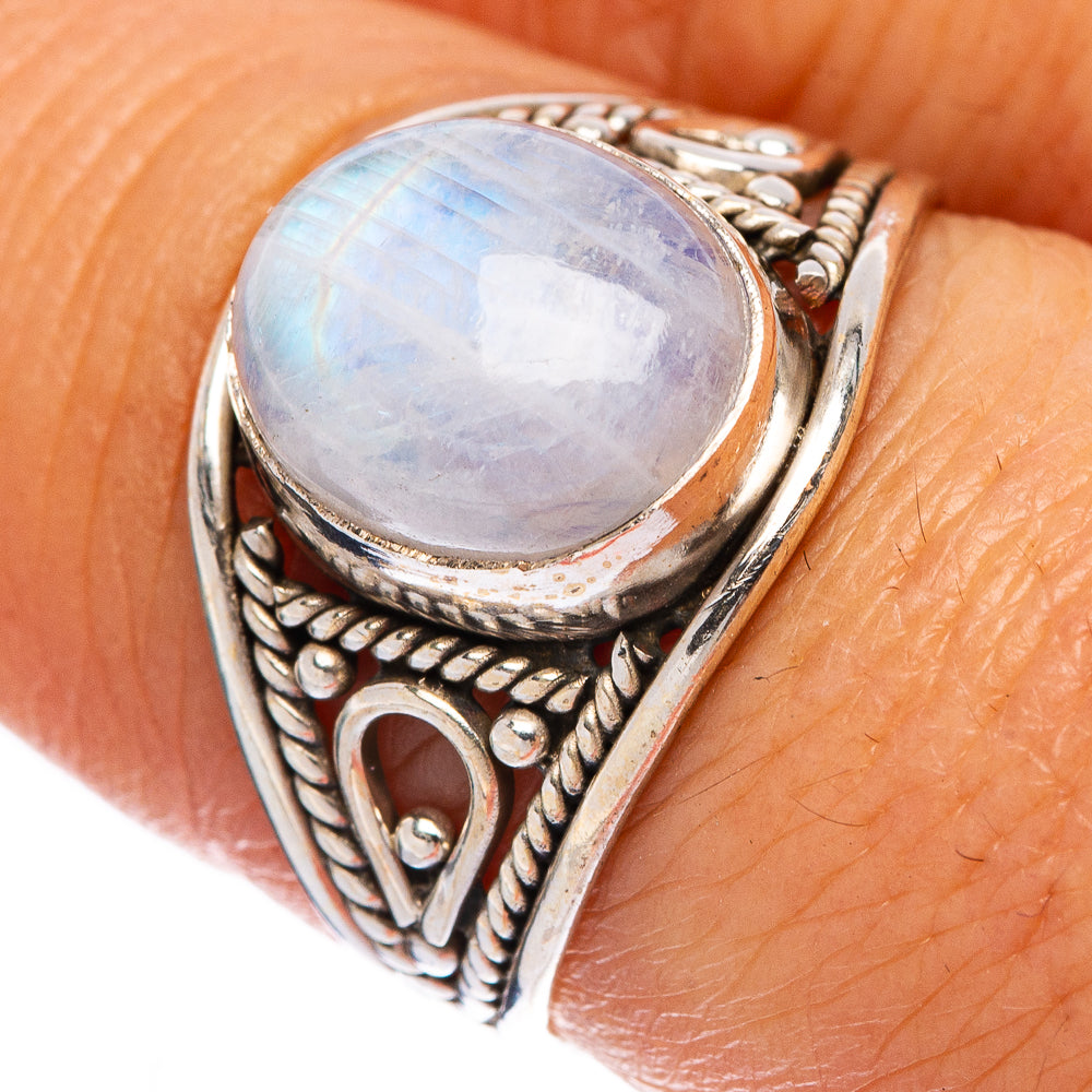 Rainbow Moonstone Ring Size 7.5 (925 Sterling Silver) R146193