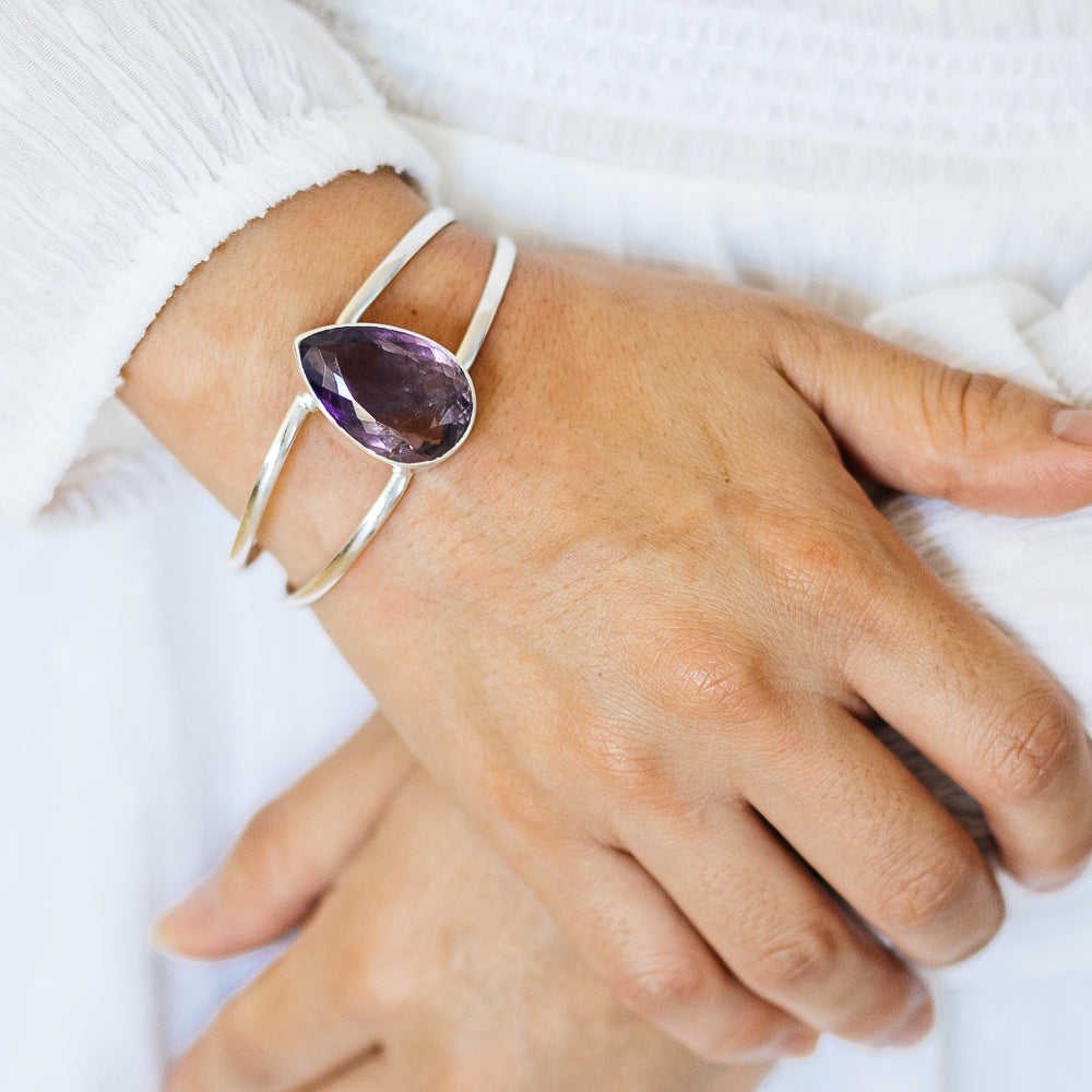 Amethyst Cuff Bracelet (925 Sterling Silver) BR90269