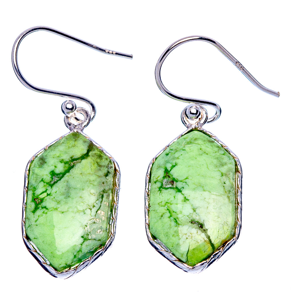 Lemon Chrysoprase Earrings 1 3/8" (925 Sterling Silver) E1751