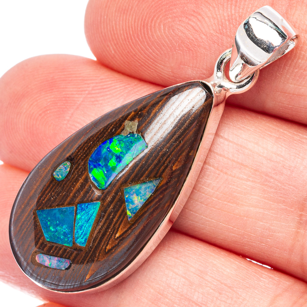 Rare Boulder Opal Pendant 1 5/8" (925 Sterling Silver) P44414