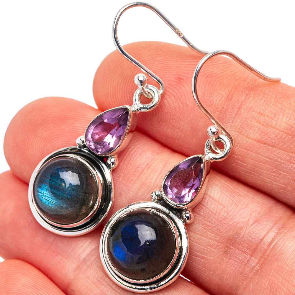 Labradorite Earrings 1 1/2" (.925 Sterling Silver)