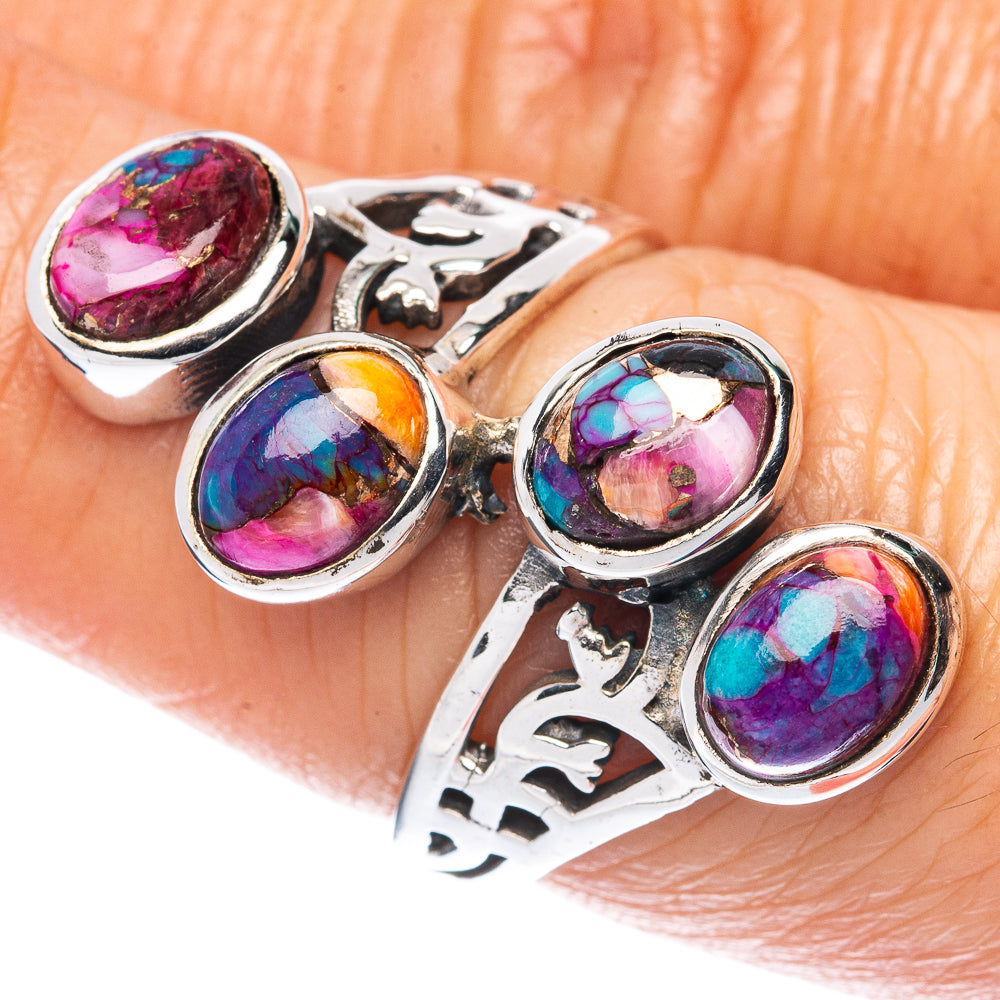 Kingman Pink Dahlia Turquoise Ring Size 6.5 (925 Sterling Silver) R2950