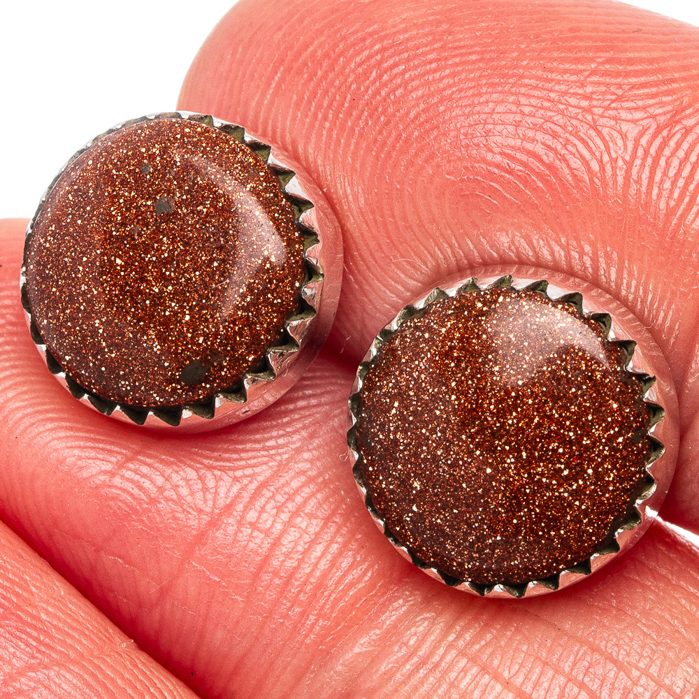 Goldstone Earrings 3/8" (.925 Sterling Silver)