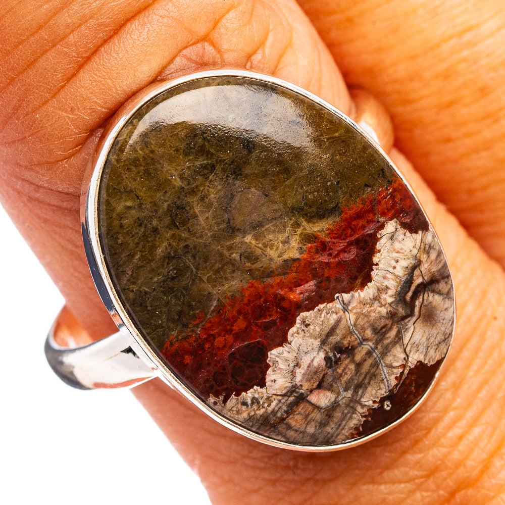 Mushroom Rhyolite Ring Size 10.75 (.925 Sterling Silver)