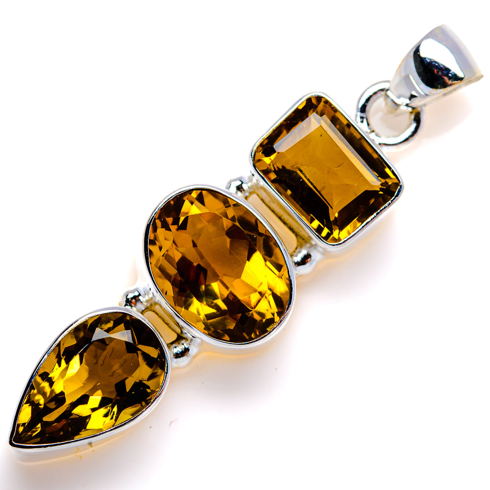 Faceted Citrine Pendant 1 7/8" (925 Sterling Silver) PD38095