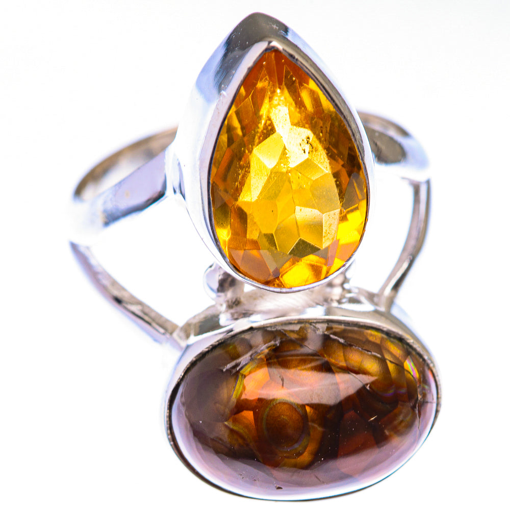 Mexican Fire Agate, Citrine Ring Size 7 (925 Sterling Silver) RING139890
