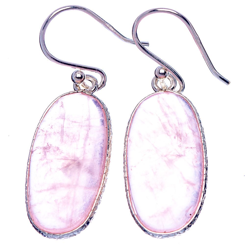 Rose Quartz Earrings 1 1/2" (925 Sterling Silver) E1854