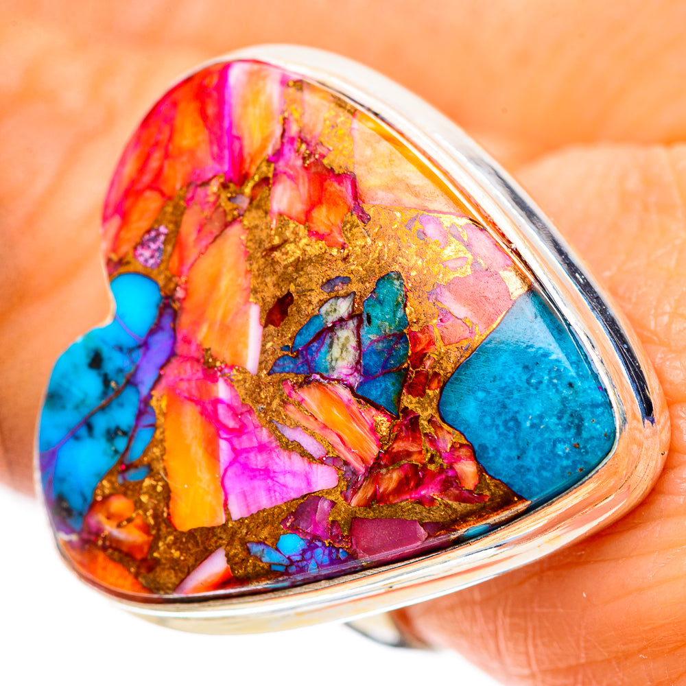 Large Kingman Pink Dahlia Turquoise 925 Sterling Silver Ring Size 8.25 (925 Sterling Silver) RING139639