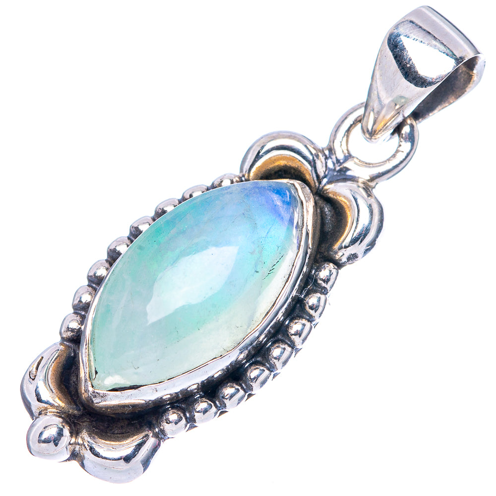 Green Moonstone Pendant 1 1/4" (925 Sterling Silver) P42485