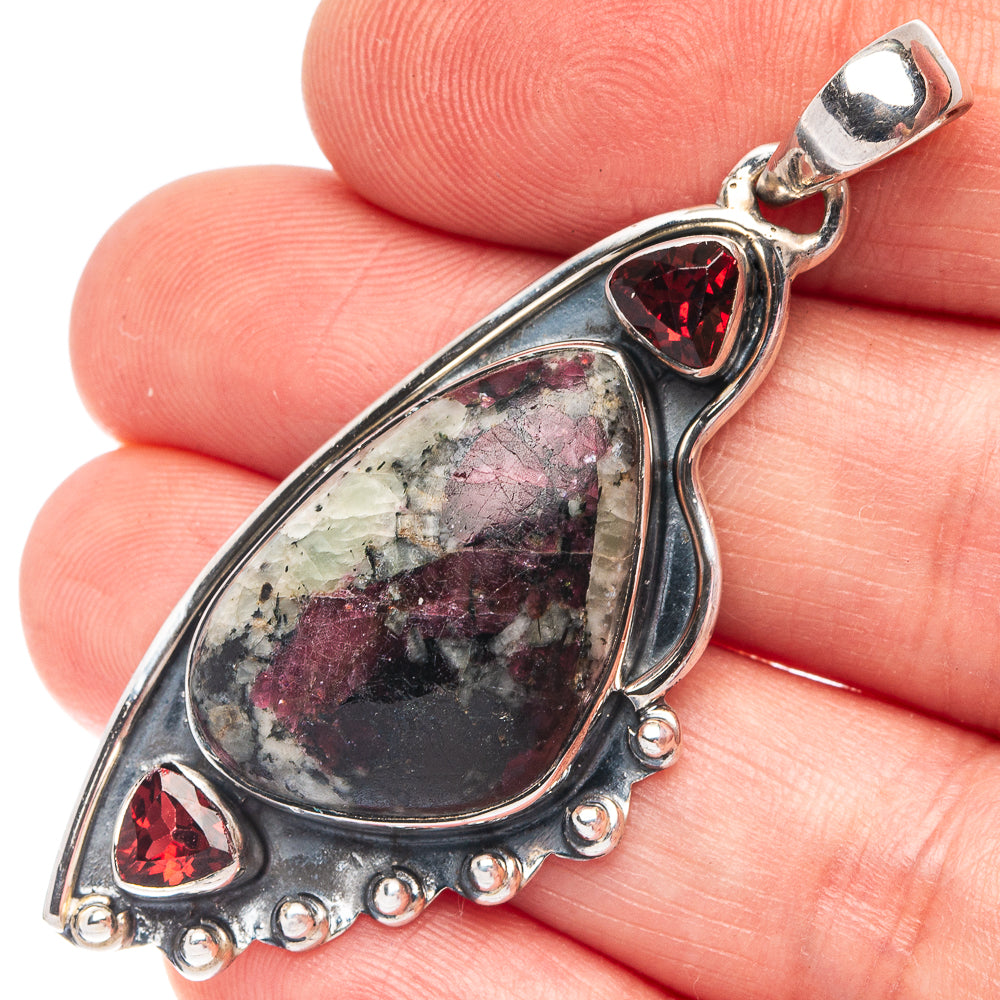 Large Russian Eudialyte, Garnet 925 Sterling Silver Pendant 2 1/8" (925 Sterling Silver) P43690