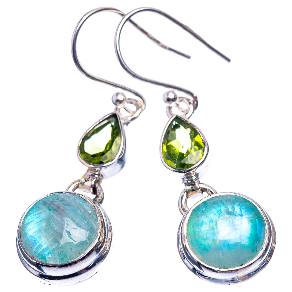 Green Moonstone, Peridot Earrings 1 1/2" (925 Sterling Silver) E432402