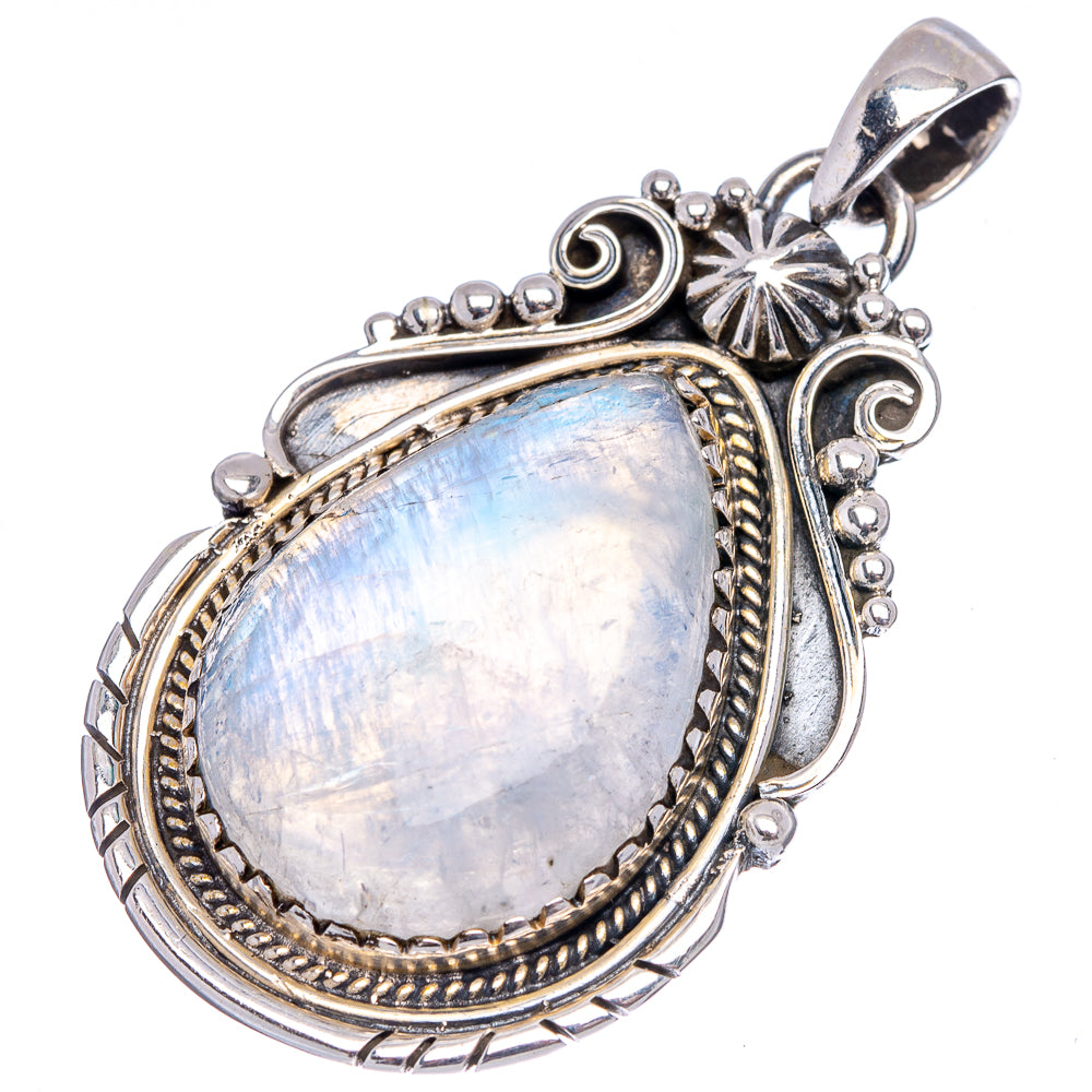 Premium Rainbow Moonstone Pendant 1 7/8" (.925 Sterling Silver)
