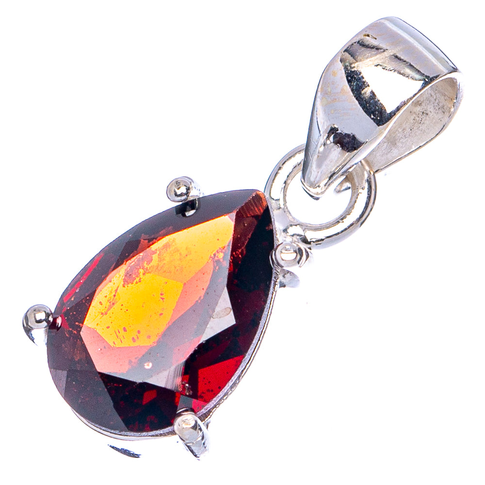 Garnet Pendant 7/8" (.925 Sterling Silver)