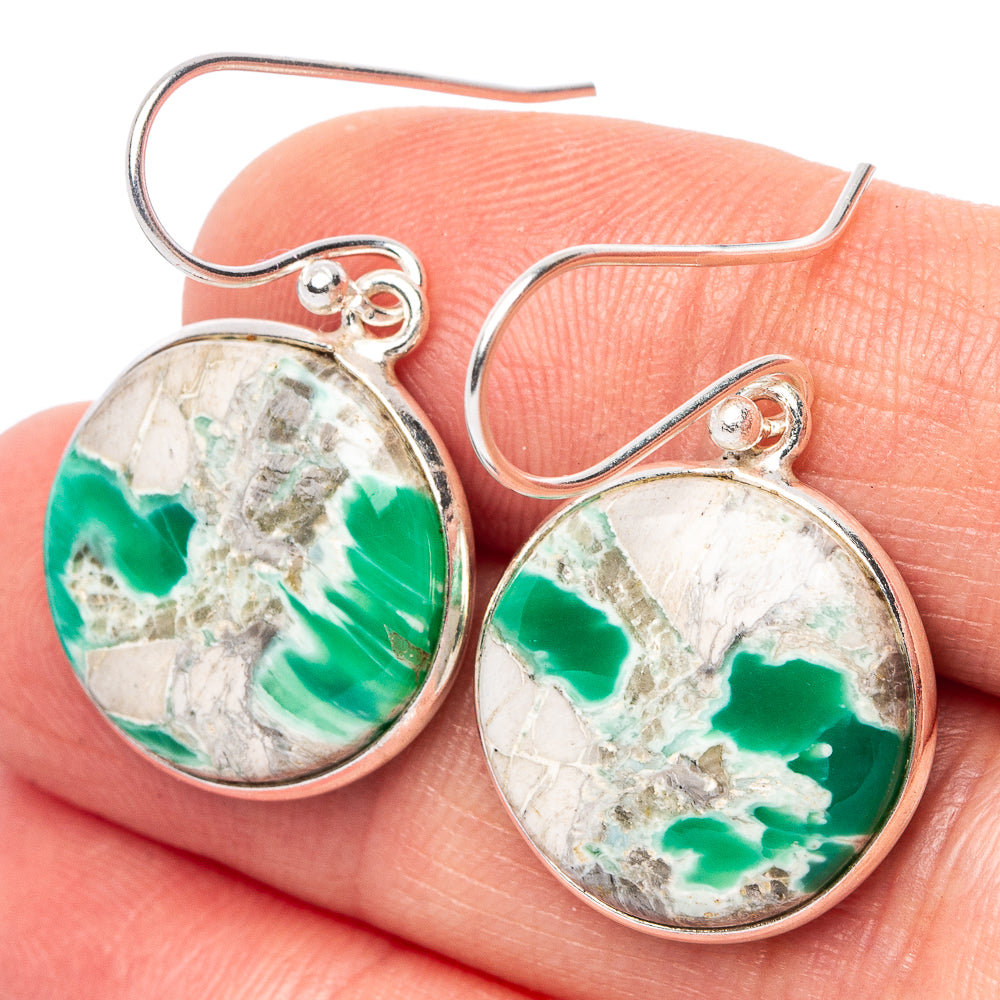 Black Bridge Variscite Earrings 1 3/8" (.925 Sterling Silver)