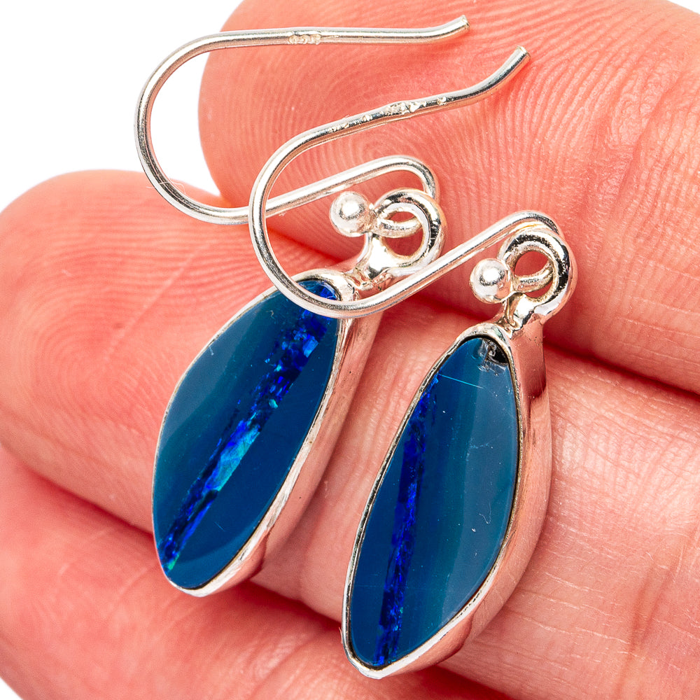 Rare Doublet Opal Earrings 1 1/4" (.925 Sterling Silver)