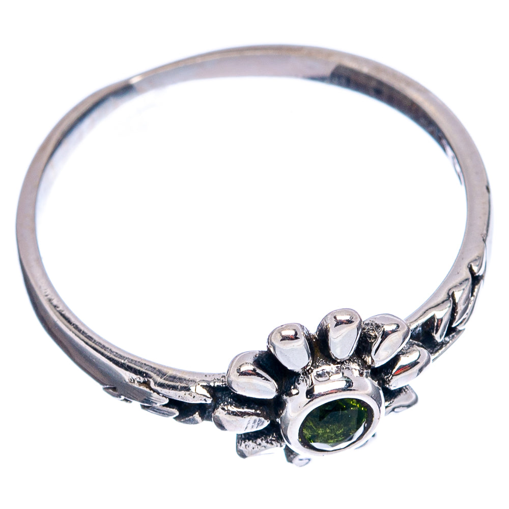 Peridot Flower Dainty Ring Size 7.75 (.925 Sterling Silver)