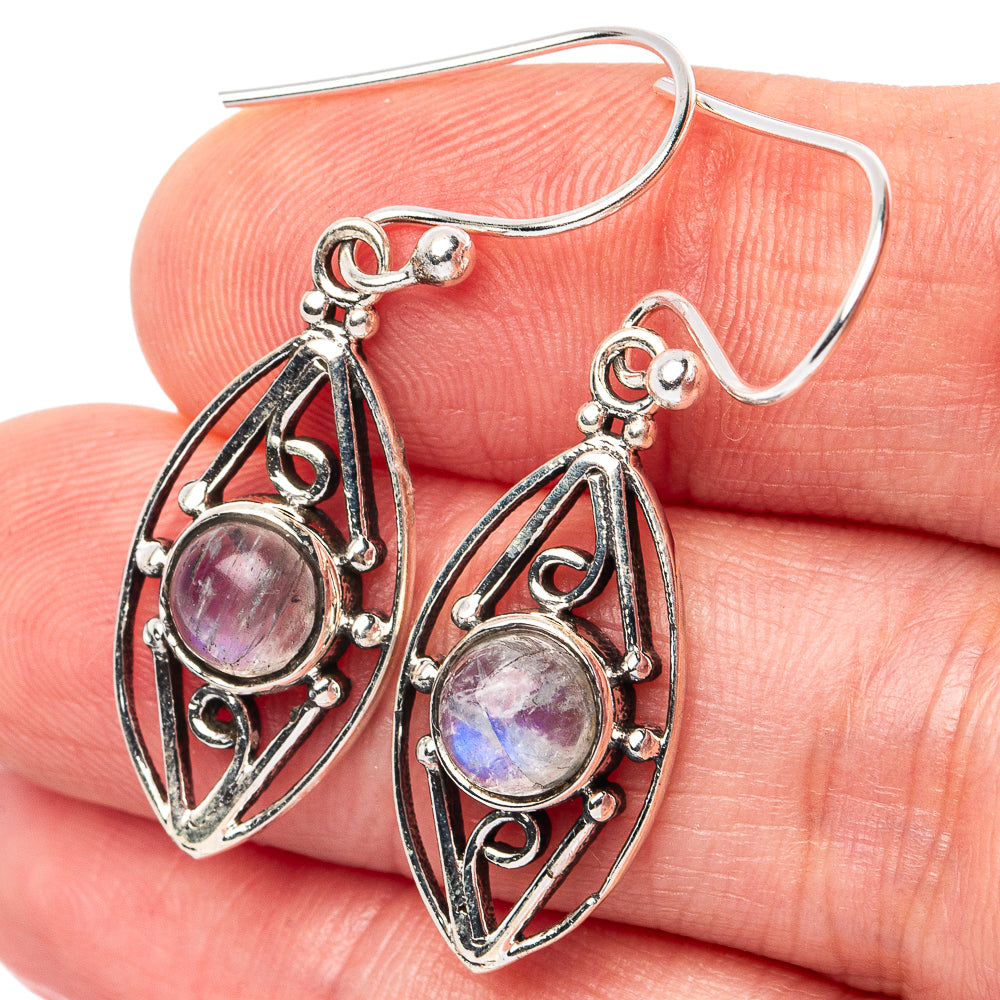 Rainbow Moonstone Earrings 1 1/2" (925 Sterling Silver) E3142