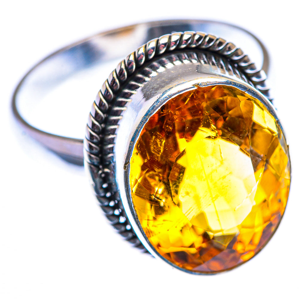 Faceted Citrine Ring Size 8.5 (925 Sterling Silver) RING140123