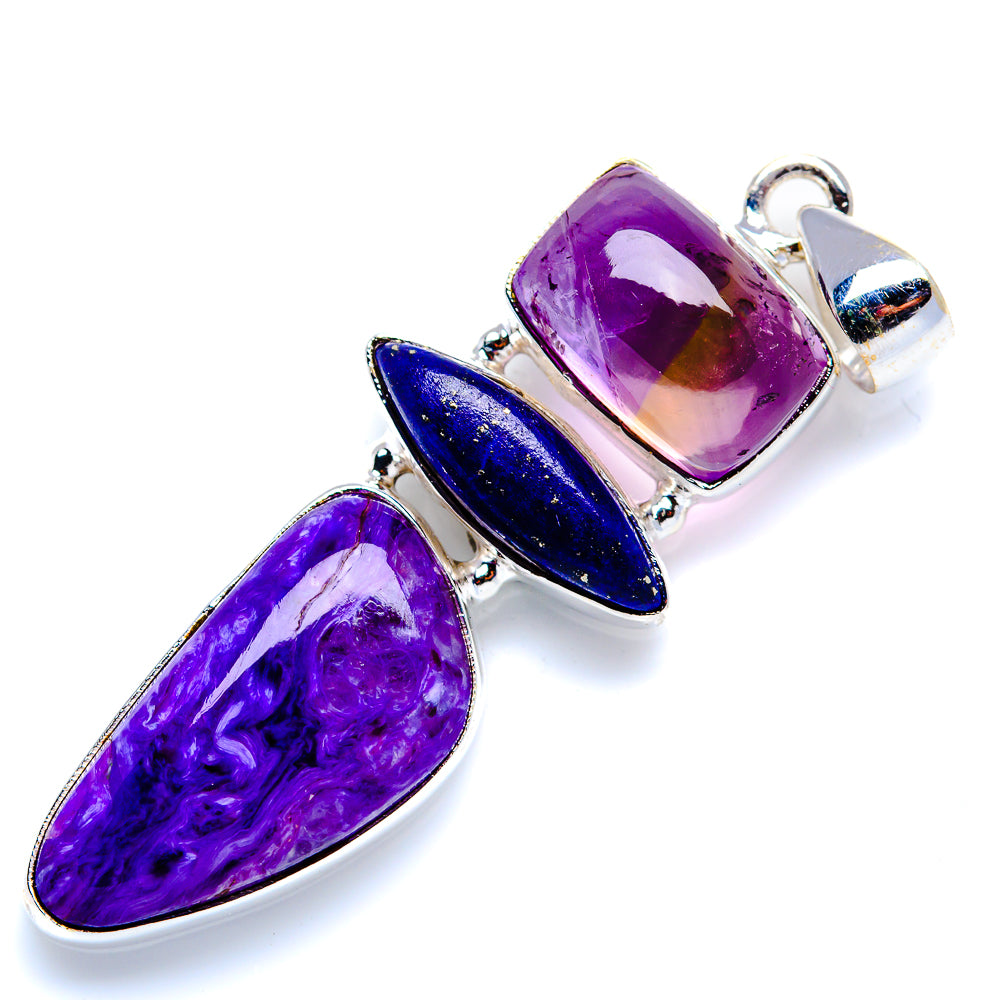 Charoite, Lapis Lazuli, Ametrine Pendant 2 1/4" (925 Sterling Silver) PD38269